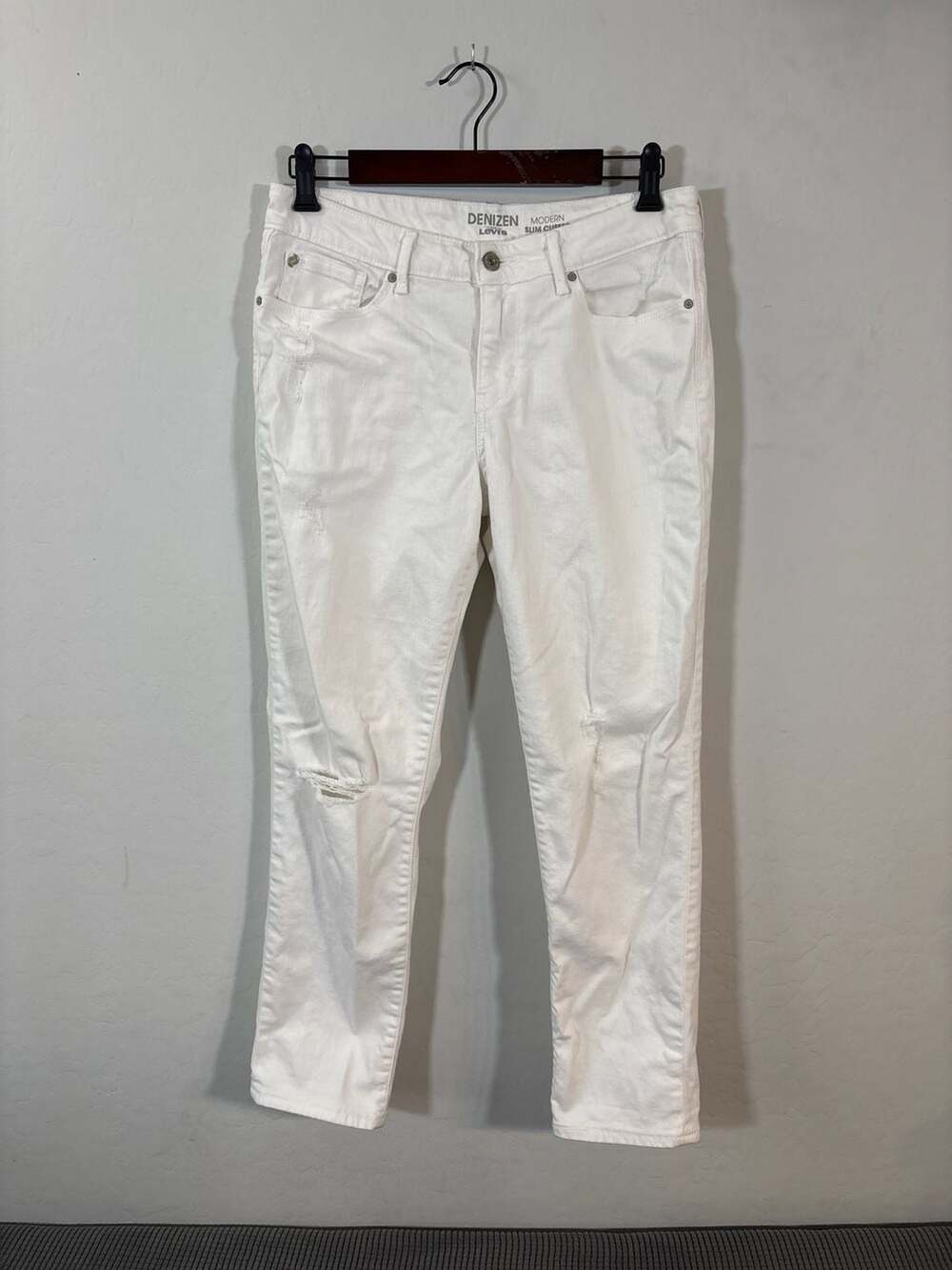 Denizen from Levi's Modern Slim Cuffed White Distressed Jeans